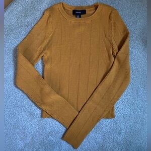 Forever 21 Yellow Crewneck Sweater Ribbed Knit